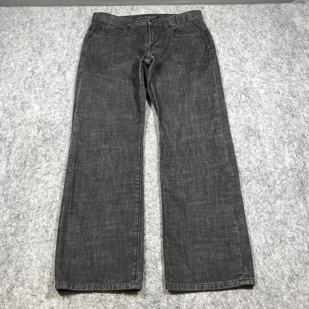 Express Blake Jeans Mens 32x32 Gray Loose Fit Bootcut Denim Pants Charcoal Wash